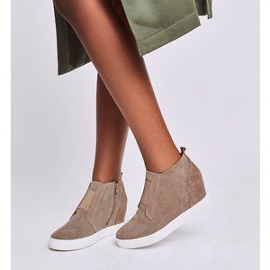 NEW Steve Madden Suede Women Ladies Wedge High Sneaker Taupe WITH BOX $79 MSRP